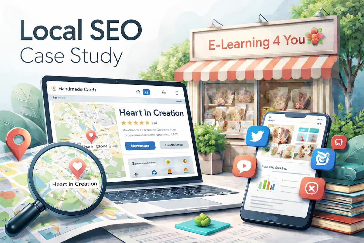 Local SEO case study showing Google Maps visibility for Heart in Creation in Bollington, with optimised Google Business Profile and local search presence.